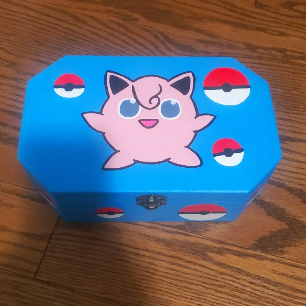 Handpainted Pokemon Inspired Jigglypuff Trinket Box With Pokeball Accents